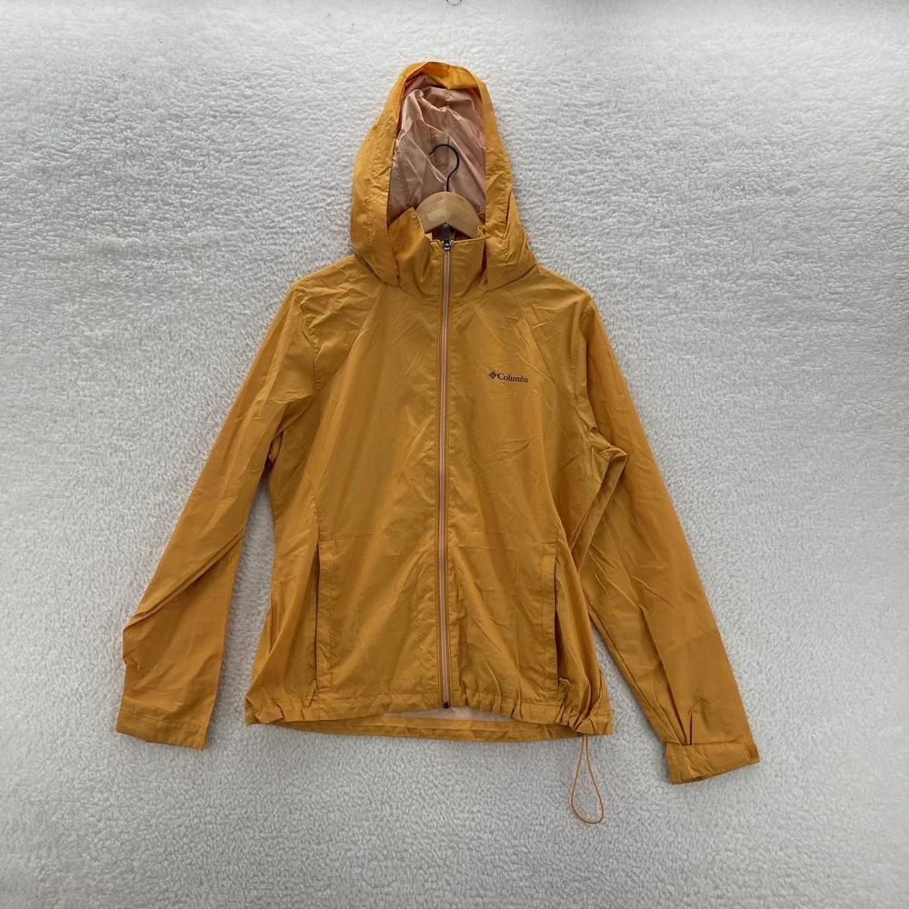 Columbia Rain Jacket Womens XL Yellow Switchback iii Waterproof Outdoor Hike